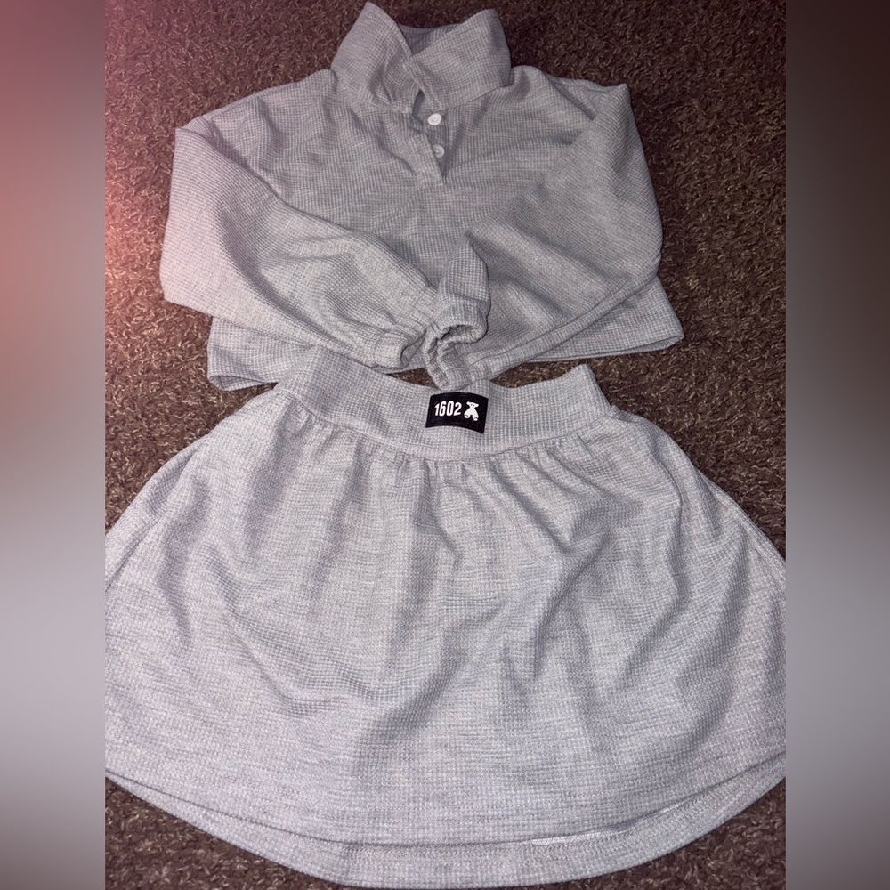 SHEIN Light Gray Knit Top & Dress Set